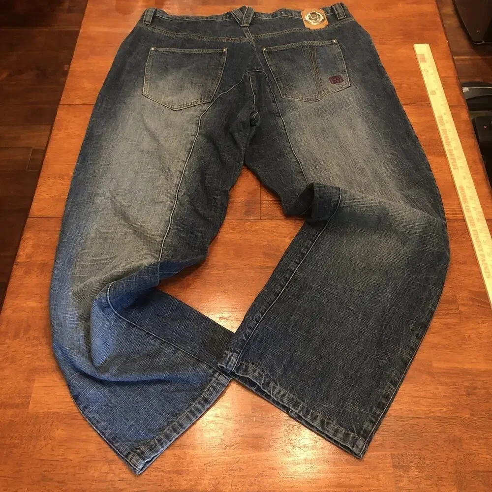 Vtg Phat Farm Jeans Men 40x33 Y2K Baggy Skater Hip Hop Blue Denim Hong Kong